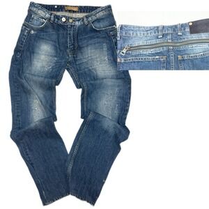 ZARA Mens Jeans Slim Straight 30x32 Industrial Streetwear Euro Grunge 2010s Moto